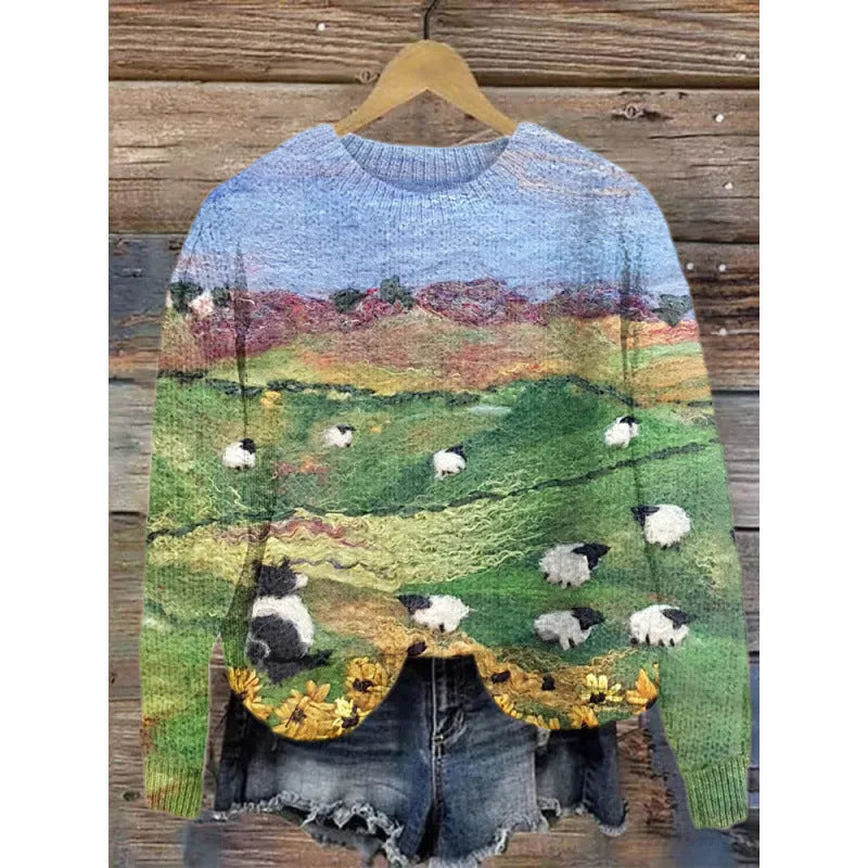 Little flower digital printed round neck sweater in polyester fibre available in multiple colours and sizes S to 4XL