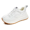 Women's beige cowhide leather casual sports shoes with mesh lining and English muffin heel