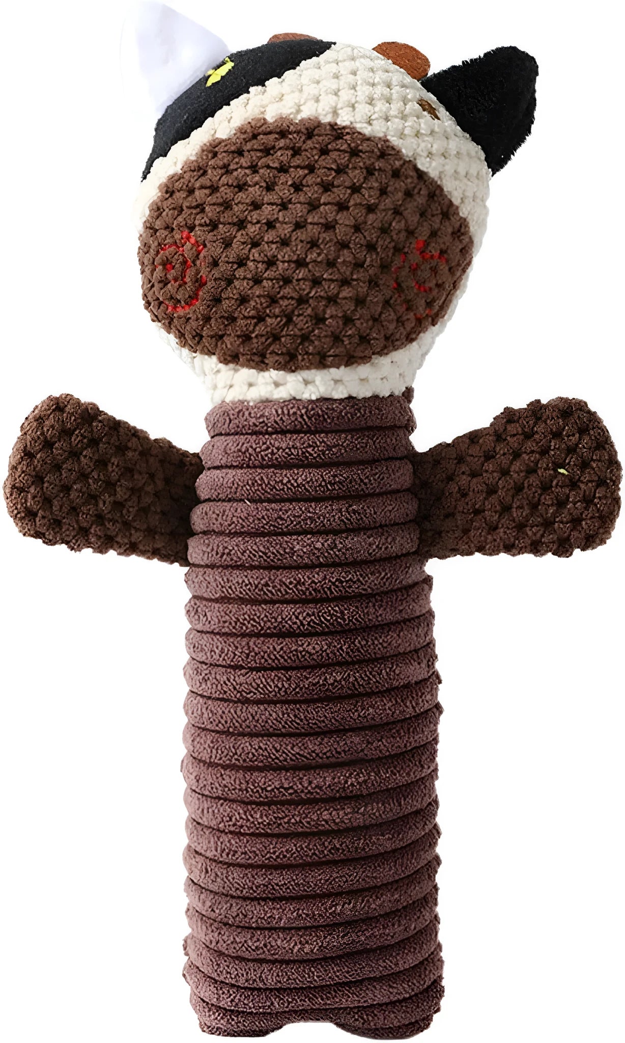 Squeaky stuffed dog chew toy in animal design for dental cleaning and teething relief