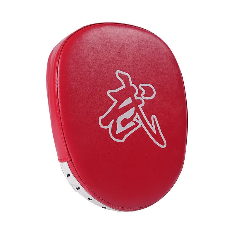 Curved PU boxing target punch mitt with red edge and black surface for Sanda and Muay Thai training
