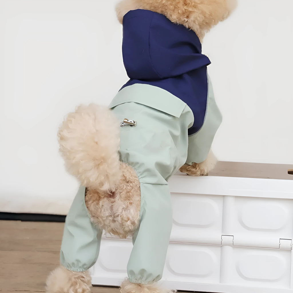British style waterproof dog jacket for small medium sized pets in khaki green colour