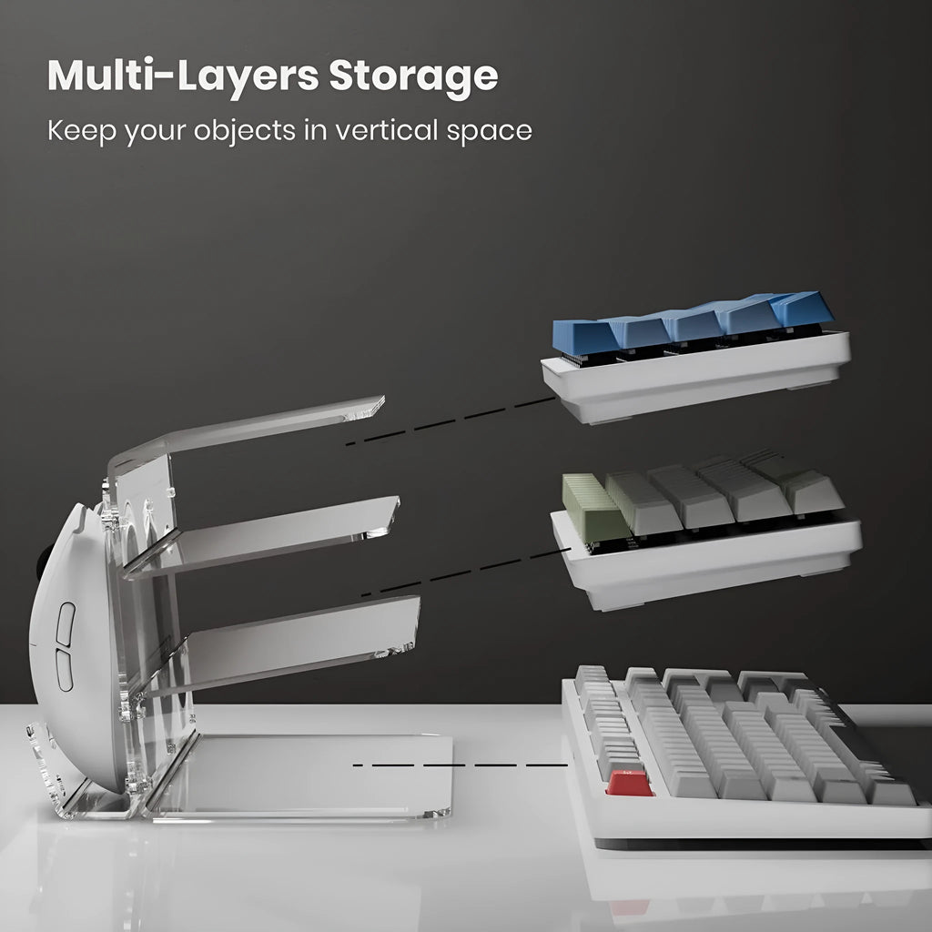 Plastic tray height increasing inclined computer keyboard holder bracket in four colour options for ergonomic desk use