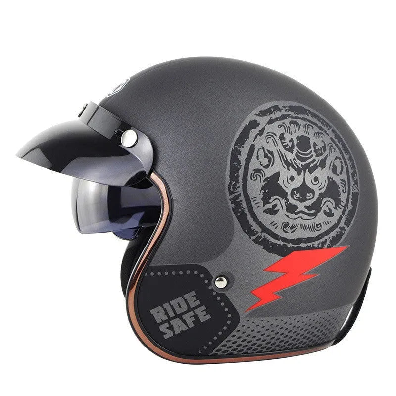 Retro-style half helmet for electric bike riding in ABS plastic, shown in a classic colour option.