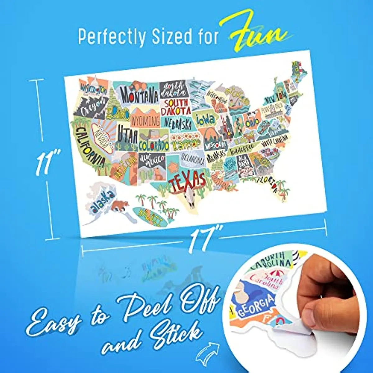 Travel destination map car sticker set with vinyl adhesive for window application