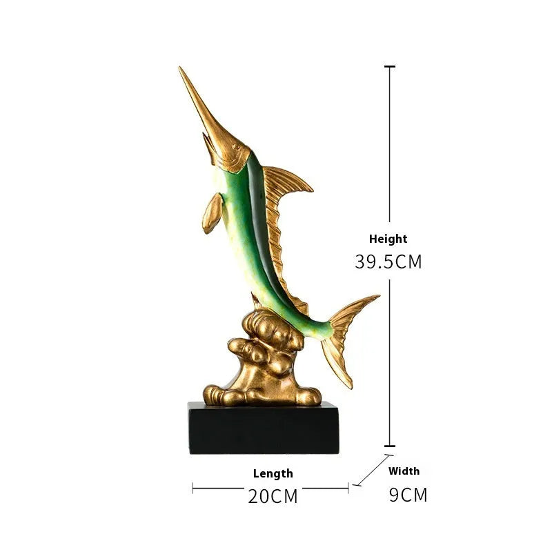 European swordfish decorative ornament made of resin in a choice of four colours.