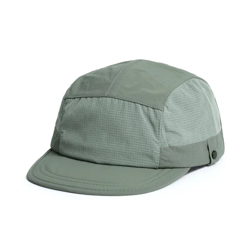 Breathable polyester dome cap in army green with quick-drying fabric and sun protection brim