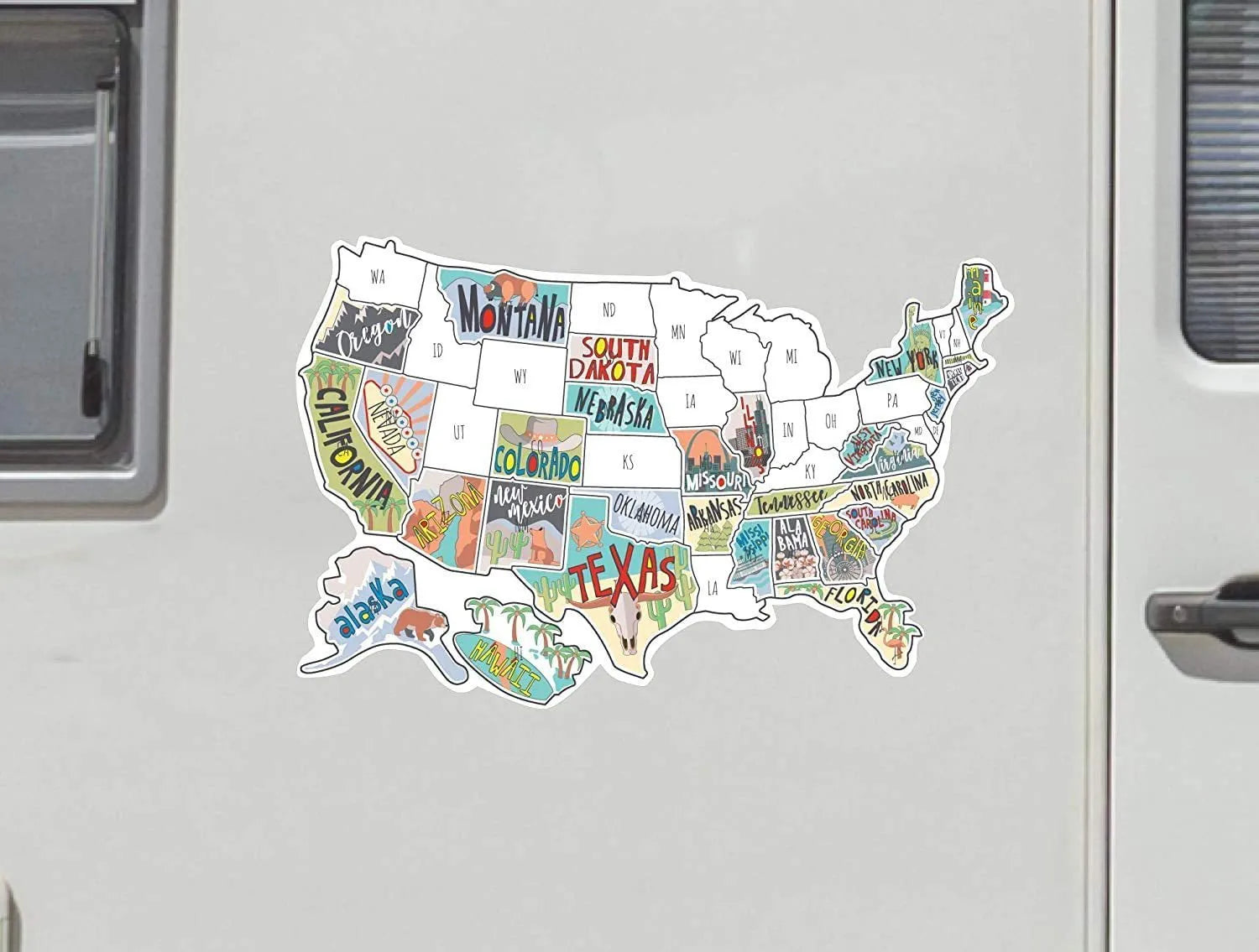 Travel destination map car sticker set with vinyl adhesive for window application