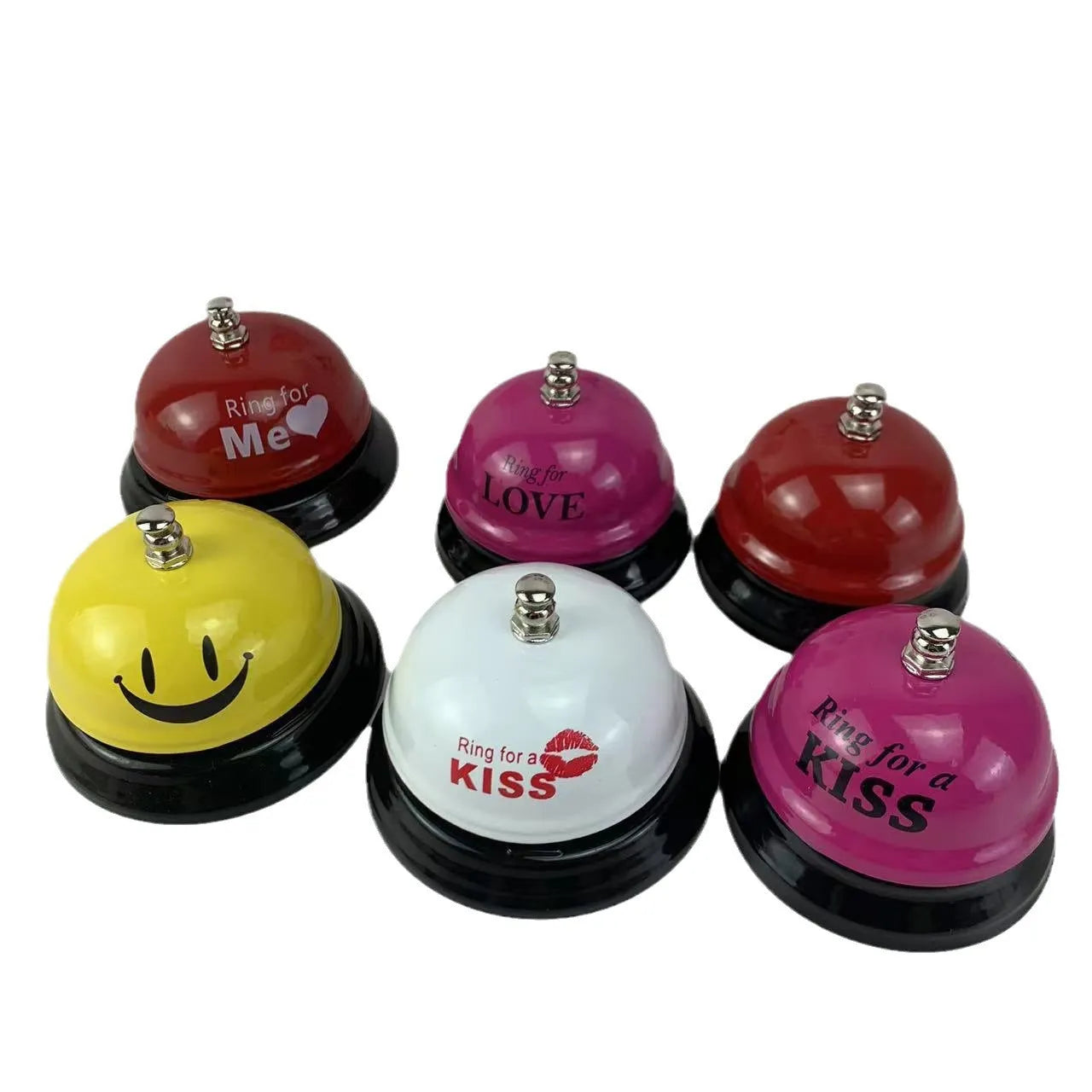 Iron hand bell for student games or restaurant service in various colours.
