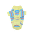 Blue and yellow stripe dog sweater for small breeds in wool material