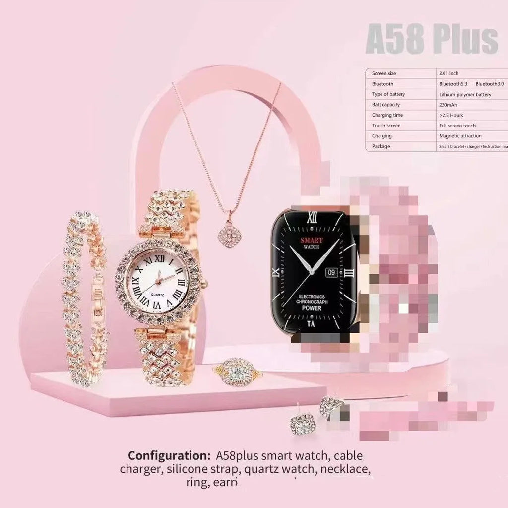 A58plus and A59plus smart watch in black on wrist showing time display