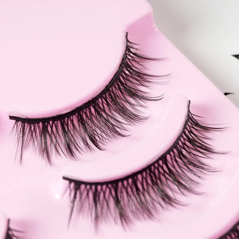 Five pairs of natural wispy manga false eyelashes for anime cosplay in styles 007, 008, and 009.