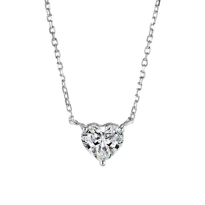 Silver-coloured copper heart pendant necklace on a chain, simple refined graceful design