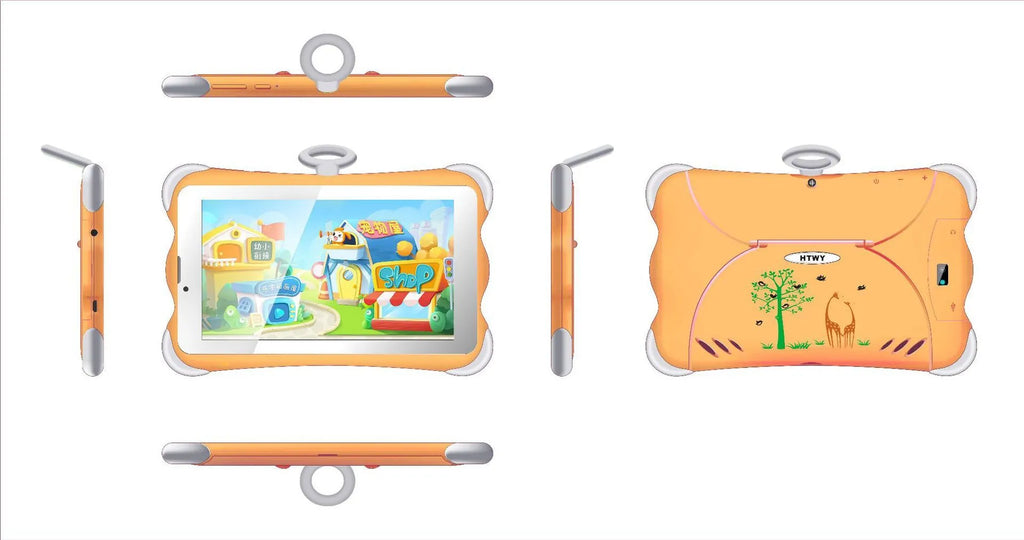7-inch children's learning tablet in cartoon colours with stand and 3G calling