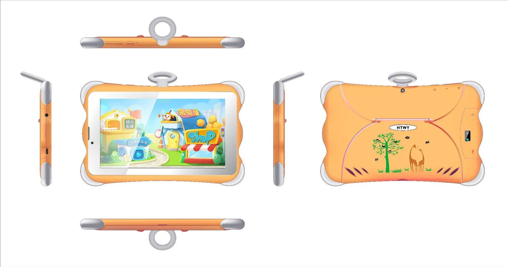 7-inch children's learning tablet in cartoon colours with stand and 3G calling