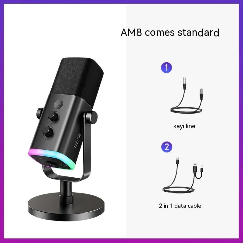 Dynamic noise reduction microphone in black, pink or white with matching bracket and complete accessory package