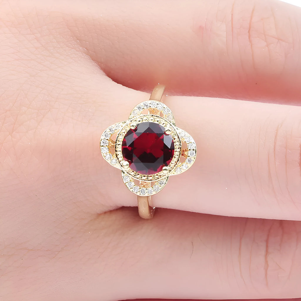 Electroplated copper ring with zircon accents in fruit-shaped design
