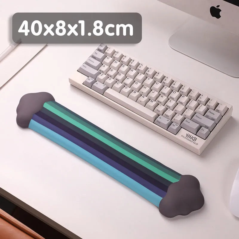 Silica gel wrister mouse pad with matching keyboard support featuring cloud pattern designs