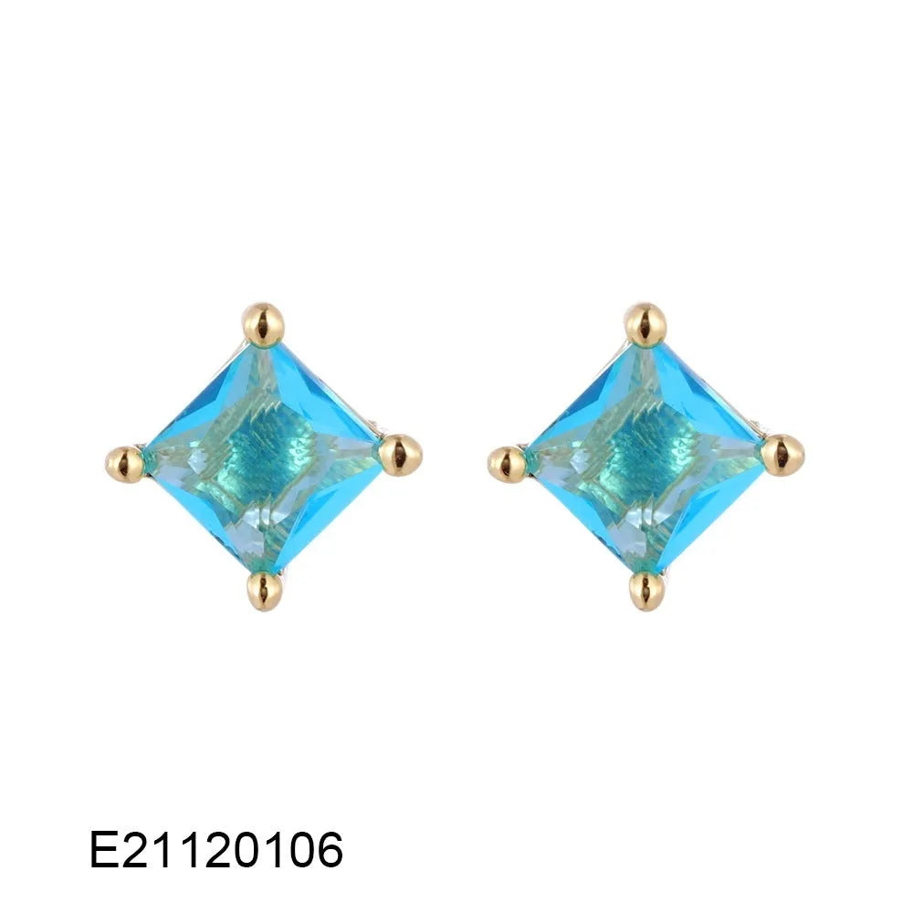 Gold-plated brass drop earrings with pear-shaped cubic zirconia stones in a candy colour.