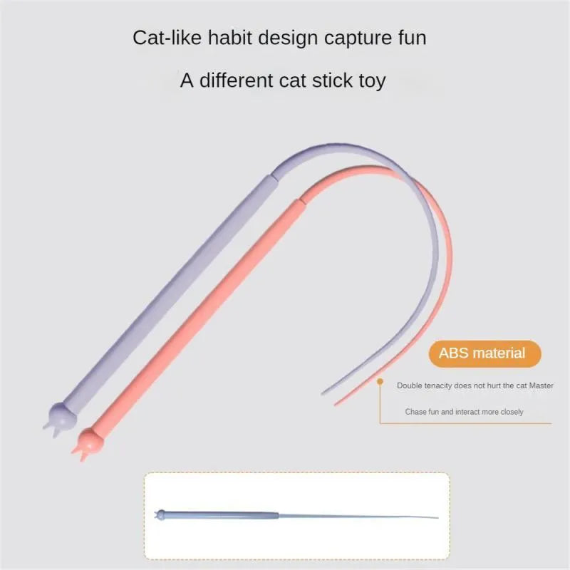 Simulated mouse tail cat toy with silicone tail and cat head handle design