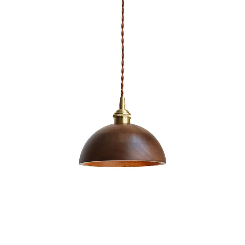 Black walnut single-head droplight chandelier with copper wood art construction