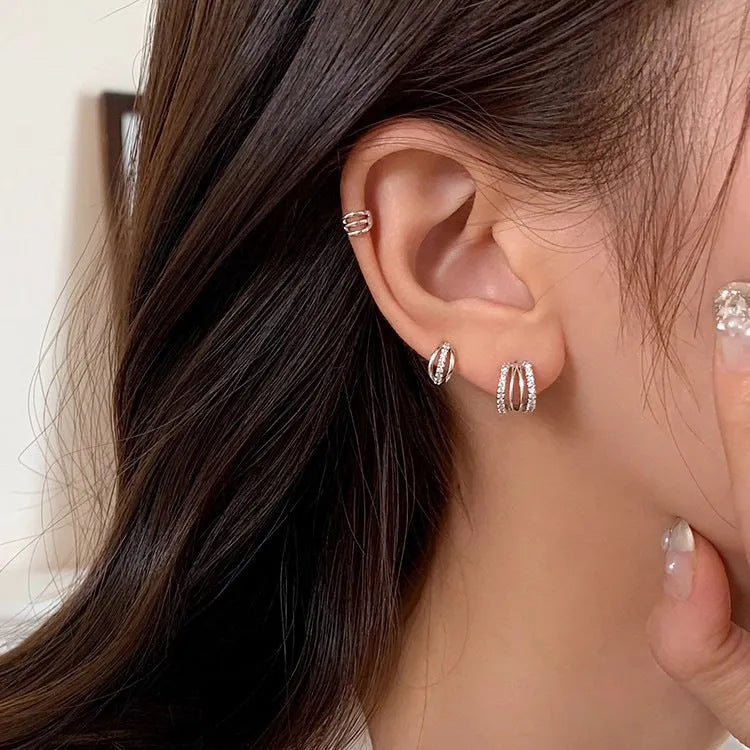 925 silver geometric earrings with surgical steel posts in three size options