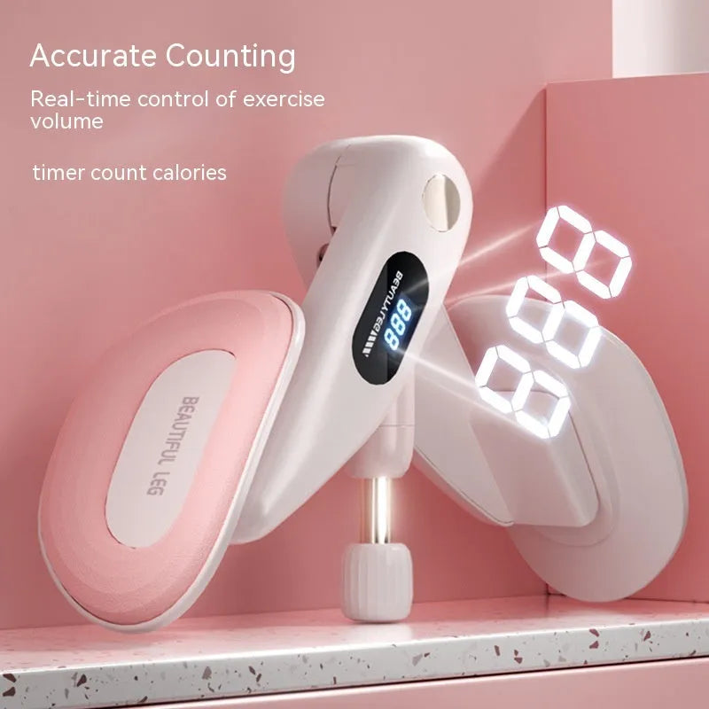 Pelvic floor muscle trainer device in gray colour with counting display and spring mechanism