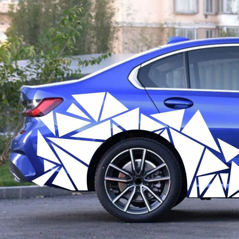 Large geometric pattern car modification vinyl sticker sheet in multiple colours.