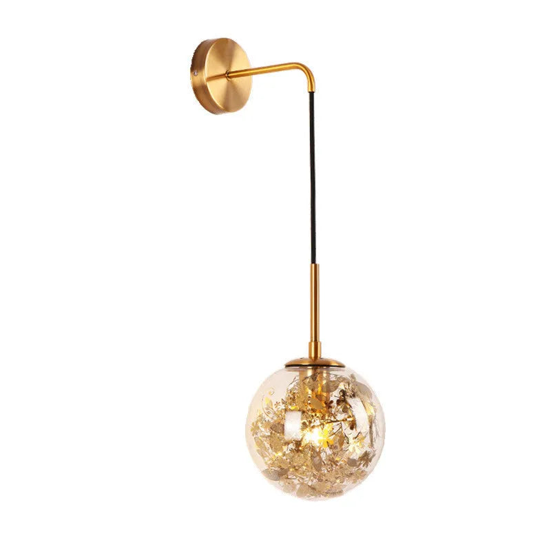 Modern glass wall lamp with silver or gold finish in 15cm or 20cm diameter options