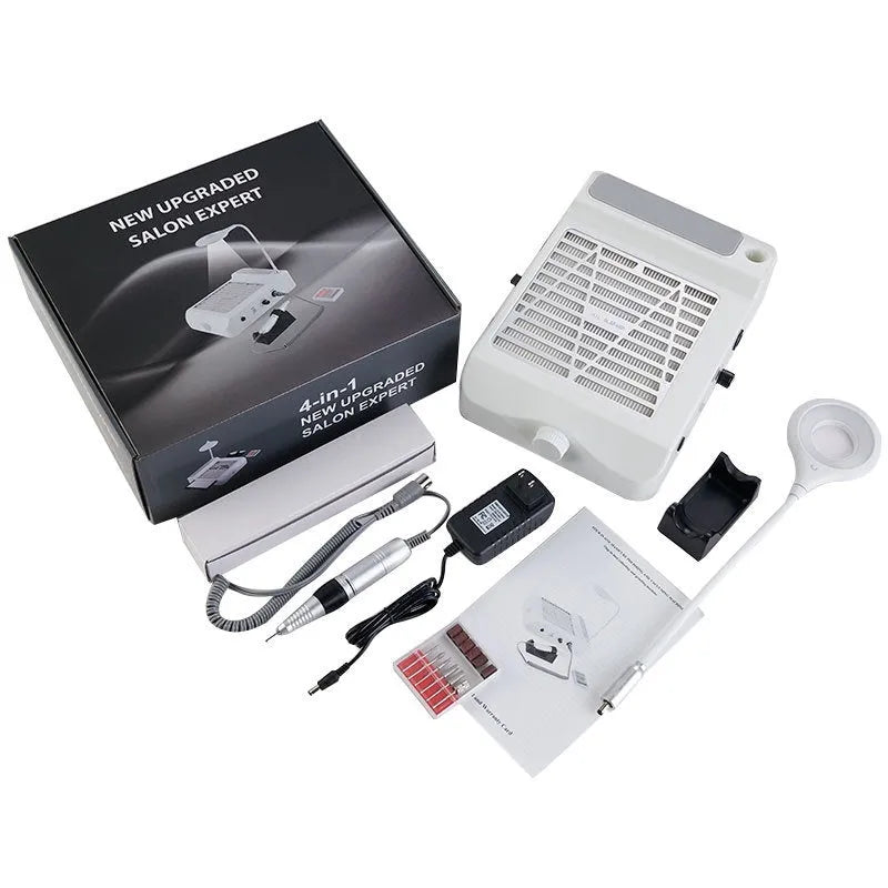 White four-in-one nail polishing machine with vacuum cleaner function