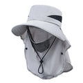 Men's adjustable wide-brim polyester fisherman sun hat in khaki colour