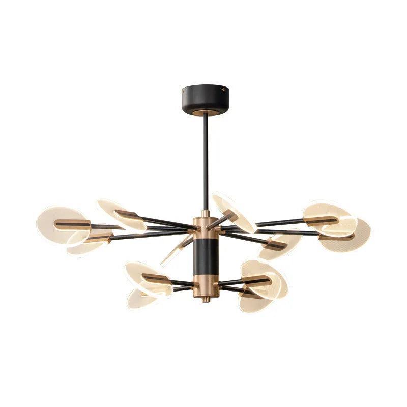 Nordic iron frame LED chandelier pendant lamp with acrylic diffuser, shown in a multi-head configuration