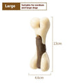 Cowhide and nylon bone grinding rod dog chew toy shown in two colour-coded sizes.