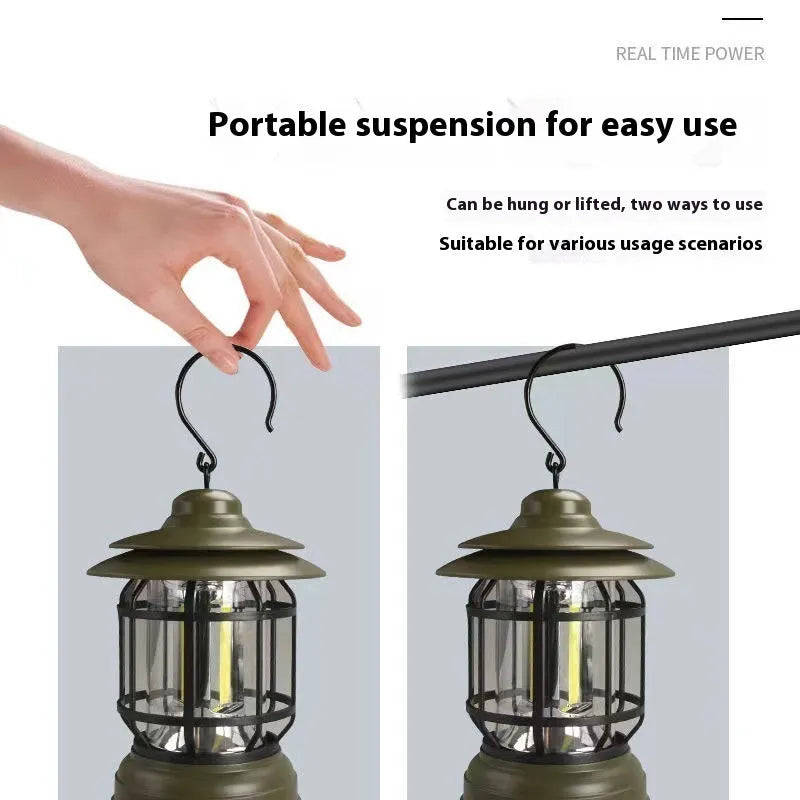 Portable camping head lamp lantern in black, dark green, or red colour options