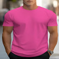 Men's loose fit round neck short sleeve printed t-shirt in polyester bird eye cloth fabric