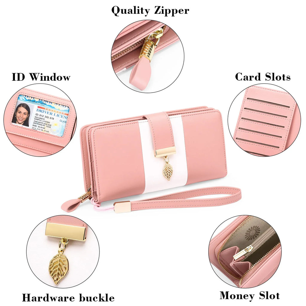 Black anti-theft RFID clutch bag with zip open showing card slots and microfiber lining.