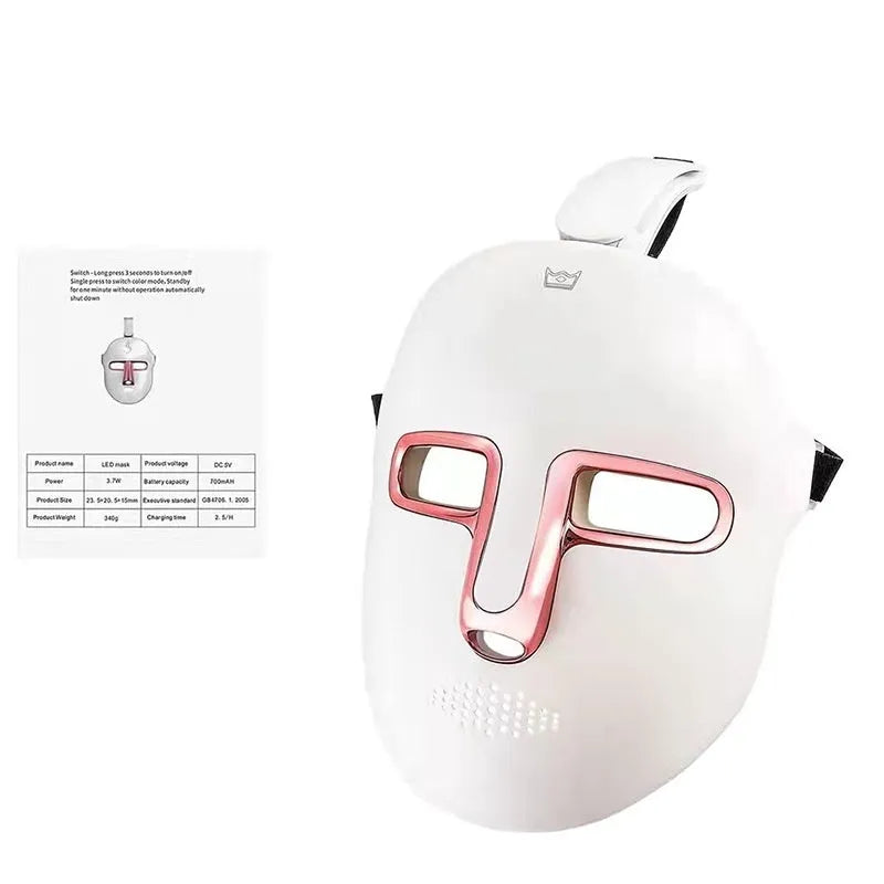Black gold hard shell IPL and LED facial beauty mask with touch screen and adjustable headband.
