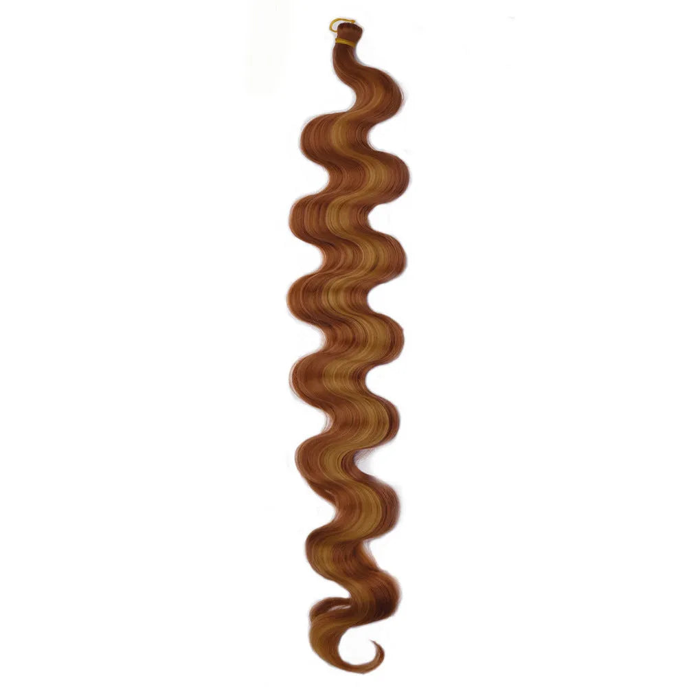 Wine red synthetic crochet braid wig with big loose waves, shown at 24 inches in length.