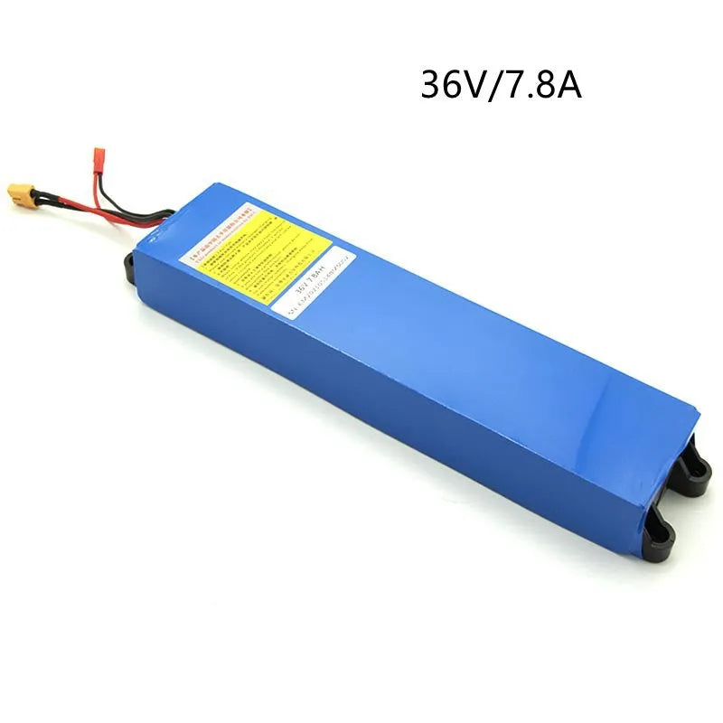 36V lithium-ion battery pack for electric scooter replacement with capacity options shown.