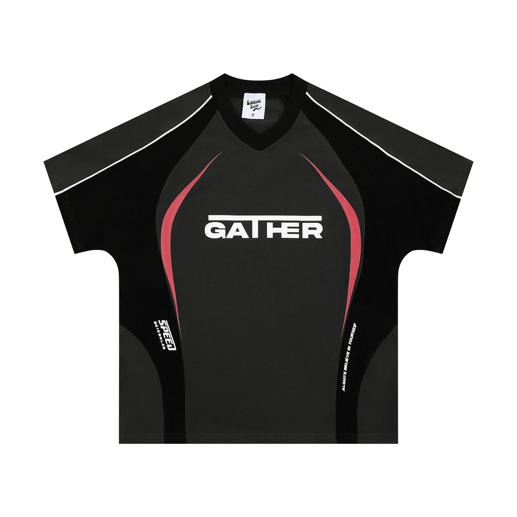 Men's loose T-shirt with letters print in black or apricot colour variants