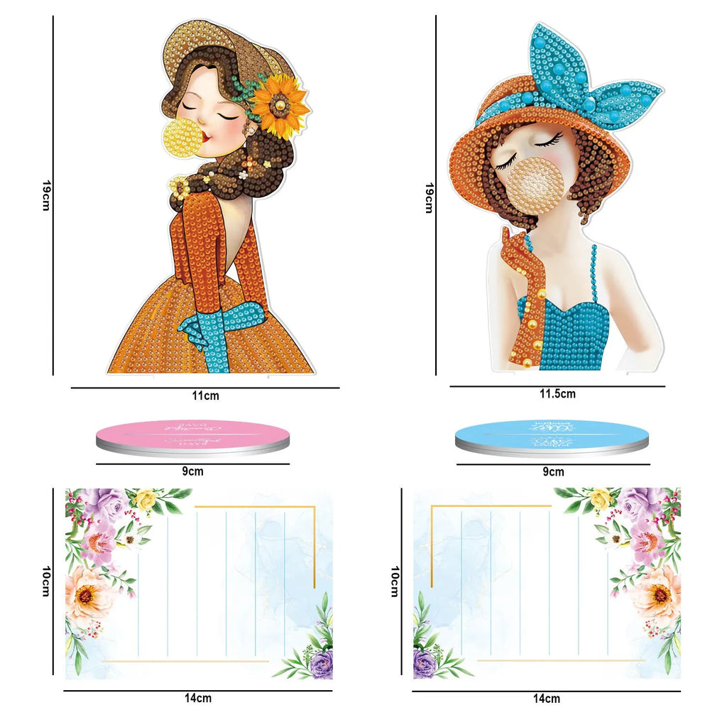 Handmade frameless diamond painting note clip decoration in American style, shown with colourful artwork.