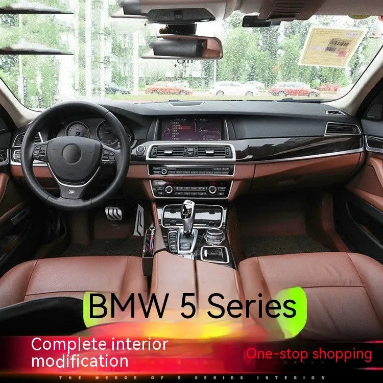 Set of four ABS stainless steel decorative trim strips for BMW 5 Series F10 F18 interior door handles.