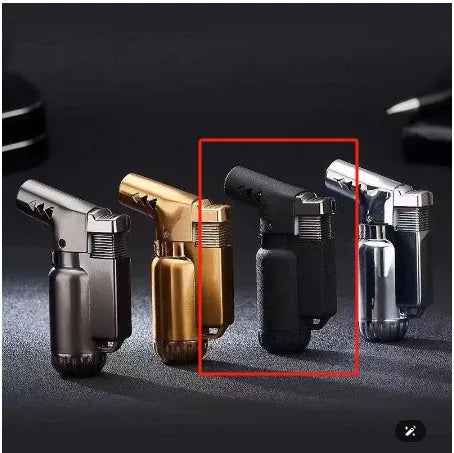 Full metal windproof lighter with elbow straight punch design in metallic finish