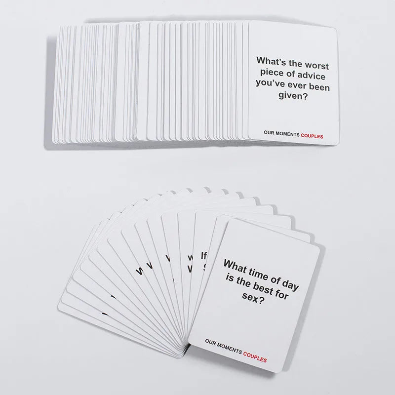 Our Time Lovers Edition black communication card box measuring 9cm with coated paper cards for couple emotional exchange