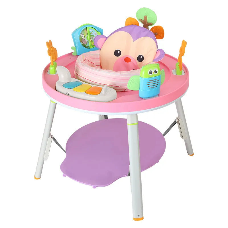 Baby jumping chair with three-in-one function as gymnastic rack, featuring interactive toys for ability training