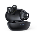 Black and white wireless clip-on sports gaming headset with ear hook design