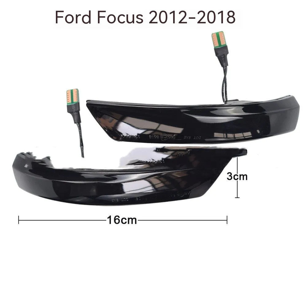 Ford Focus Mondeo rearview mirror waterfall light in yellow or yellow and blue options