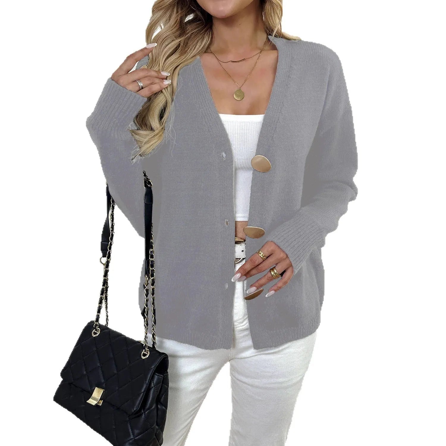 Women's irregular street hipster sweater coat in deer plush fabric with long princess sleeves available in black and grey