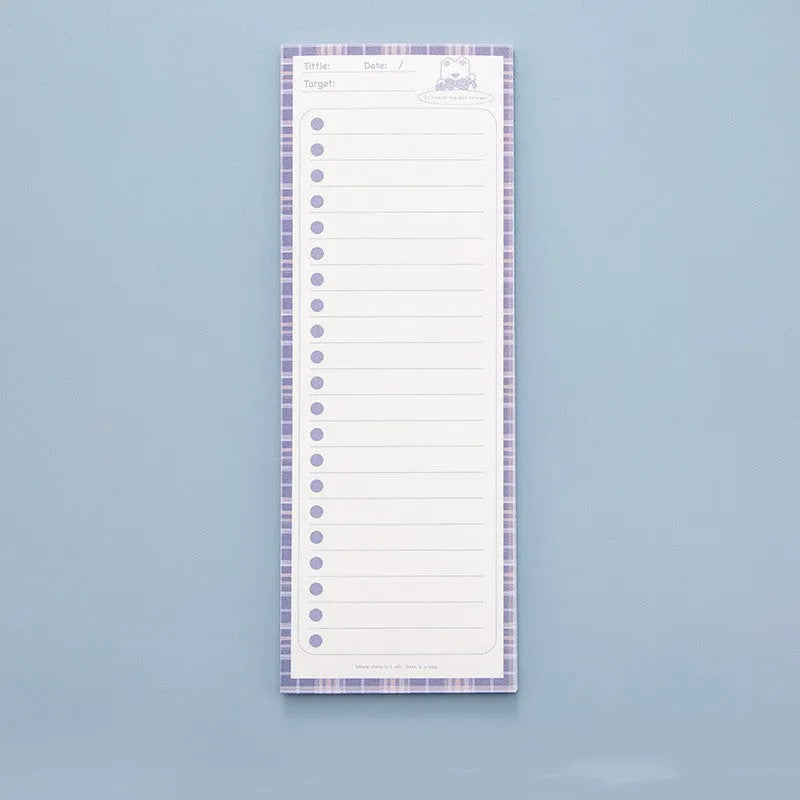 Cartoon student notepad with plastic cover in colour-striped designs measuring 90x248mm