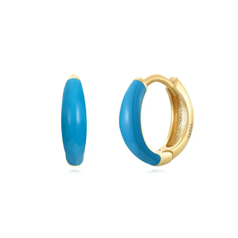 Epoxy resin oval curved earrings in geometric U-shape design with seven colour options