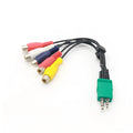 Black AV to 5RCA cable with 2.5mm and 3.5mm plugs and 5RCA connectors, tinned copper wire, 18cm length